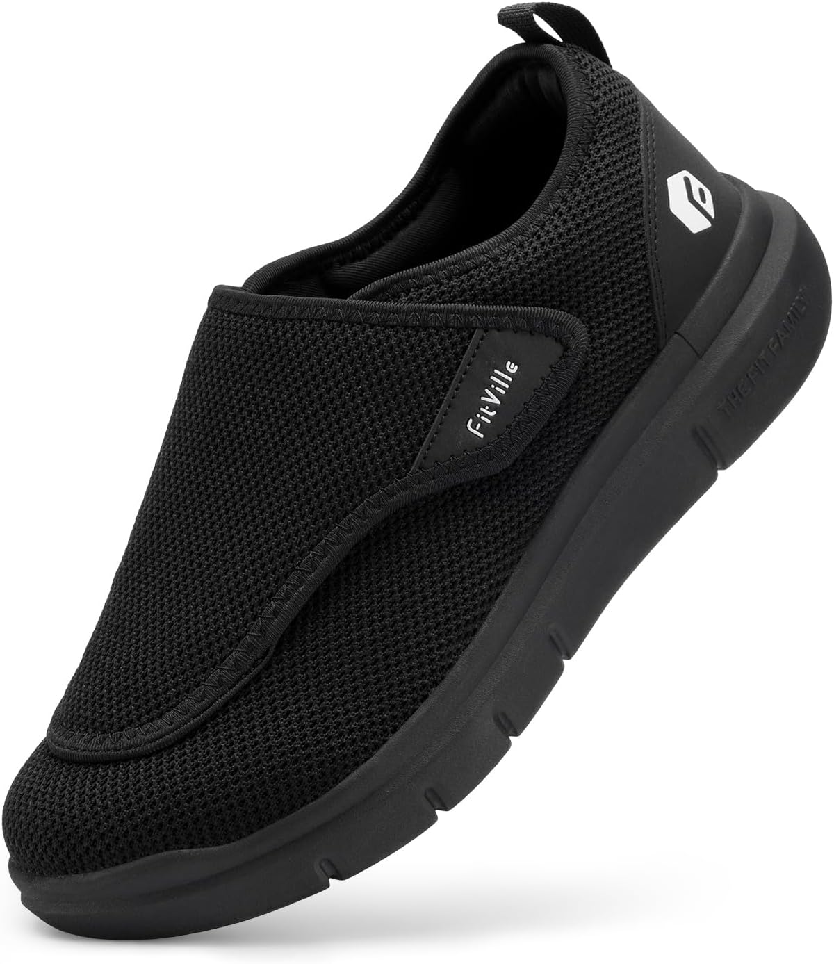 FitVille Diabetic Shoes for Men Extra Wide Slip-on Shoes for Swollen Feet Adjustable Walking Shoes for Elderly Foot Pain Relief Neuropathy - EasyTop Wings
