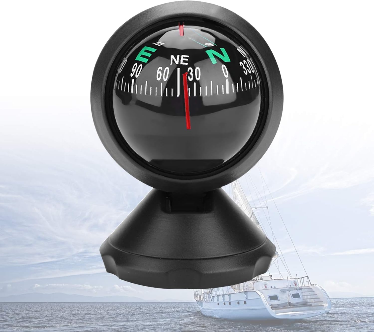 Adjustable Electronic Compass for Car, Boat & Vehicle - Explorer Compass, Black