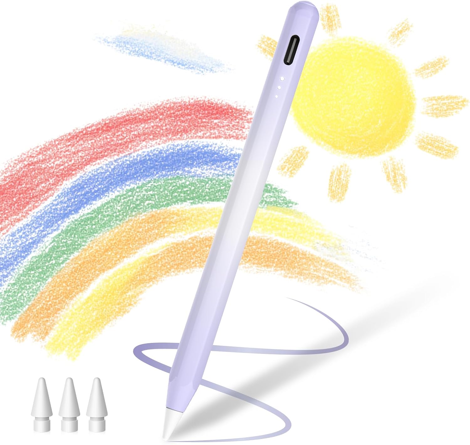 MEKO Pencil for iPad 2018-2025 Kid-Friendly, 15 Minutes Fast Charging, Pixel Precision Tilt Sensitivity Stylus Pen Compatible with iPad 11/10/9/8/7/6th, Pro 12.9"/11"/13" M4, Air 3/4/5/M2/M3, Mini 5/6