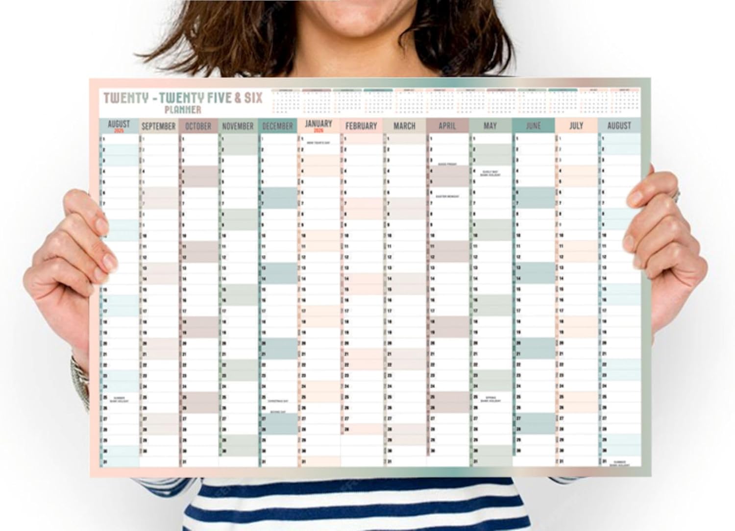 2025 2026 Wall Planner A3 Mid Year Academic Calendar Annual Study Chart Large Yearly Planner Aug to Aug Full Academic Year Planning Organizer School Office Work Poster 29.7 x 42.0 cm (Folded)(1Pc)