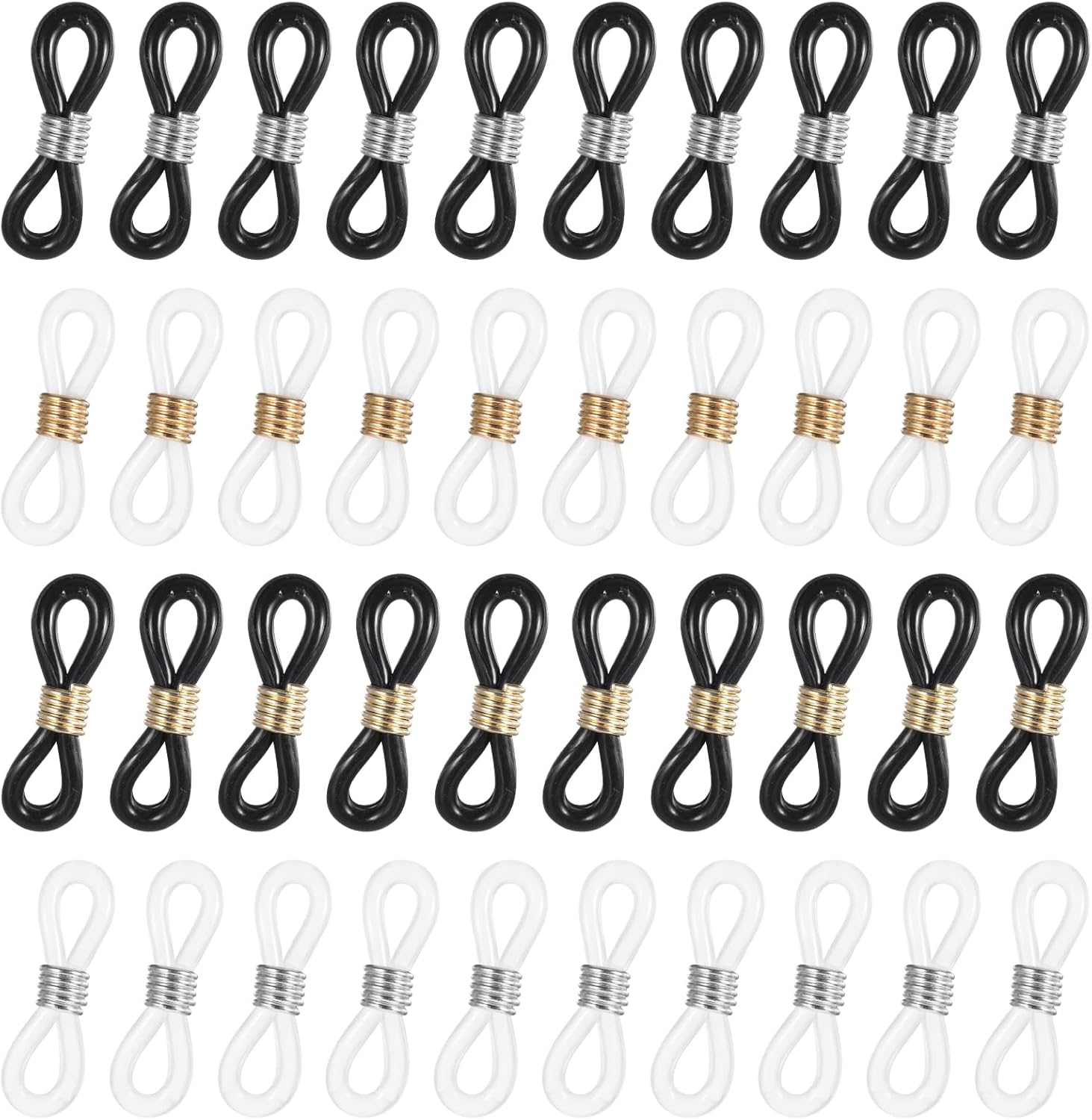 40Pcs Eyeglass Chain Connector, Glass Holders for Women Eyeglasses Sunglasses Stylish Accessories Around Neck Chain Anti Slip Straps(Rubber Zinc Alloy)