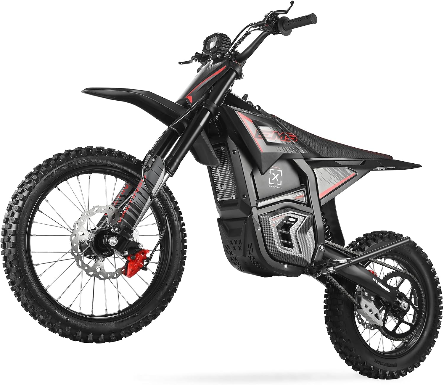 VALTINSU EM5 Pro 60V Electric Dirt Bike w/Light & Display, Off-Road Motorcycle 5600W 3 Speed Modes (Max 52MPH) Range 60 MI,17"/14" Tires,Dual Suspension & Hydraulic Brakes Fit Age 15+ Black