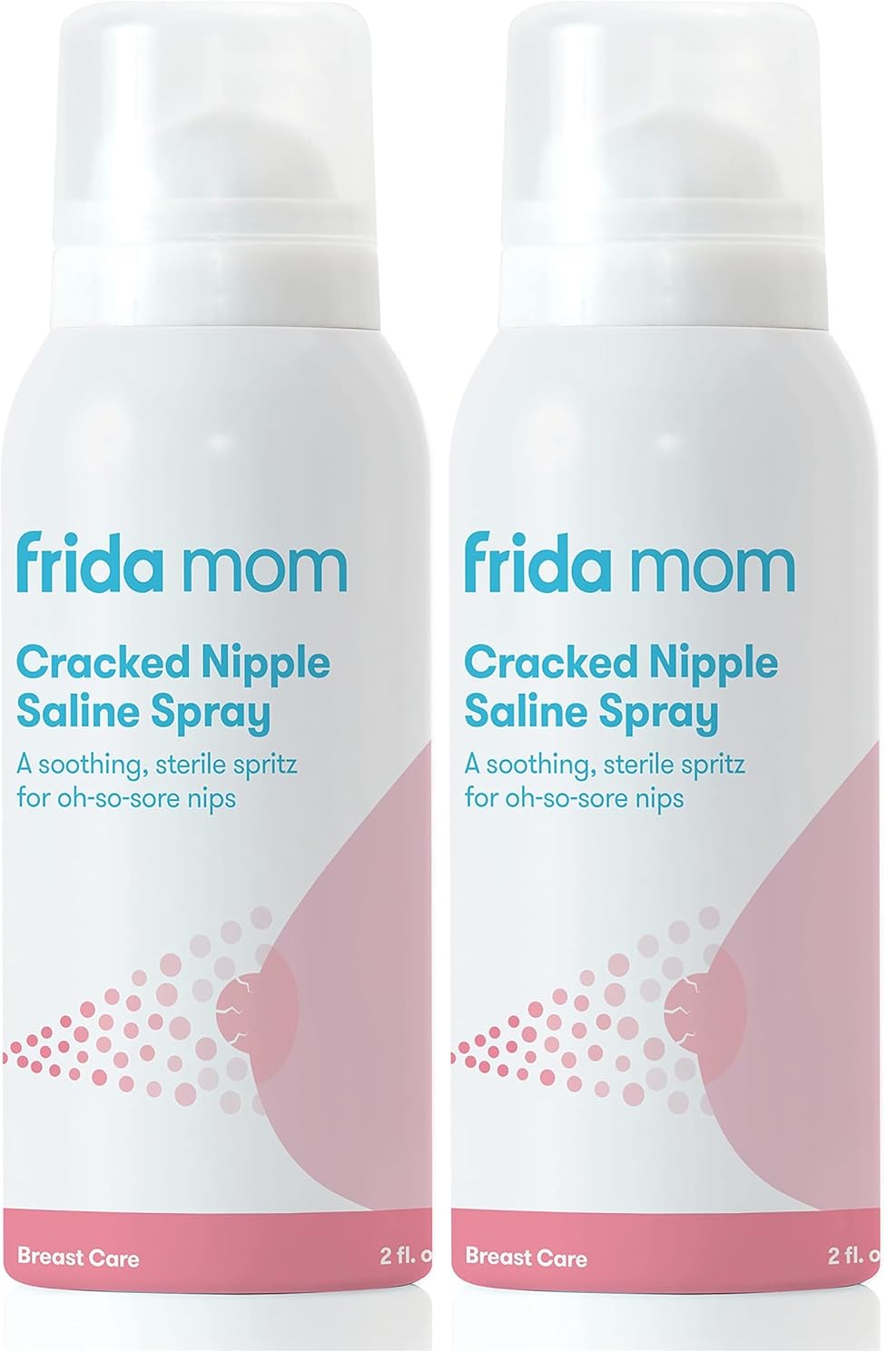 Frida Mom Cracked Nipple Soothing Spray - All-Natural Saline to Heal Sore, Cracked Breastfeeding Nipples - Air-Dry, Gentle for Baby + Mom - 2 Fl oz (Pack of 2)