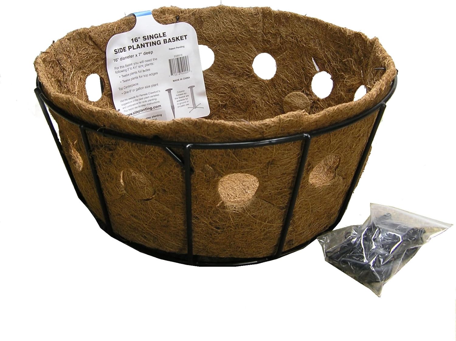 16 Inch Single Row Side Planting Hanging Basket with Coco Liner