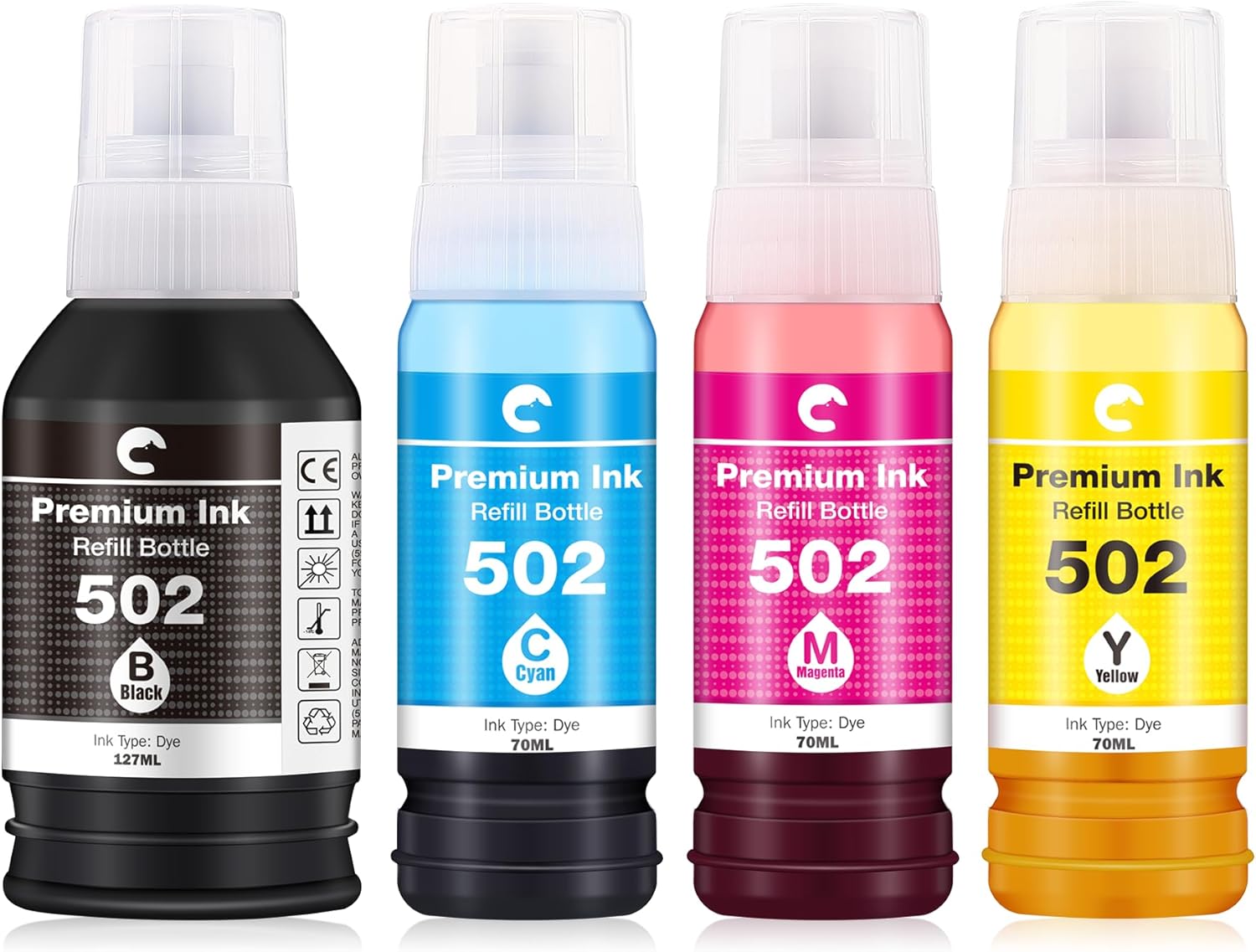 Hiipoo Refill Ink Bottle Replacement for T502 502 Ink for Epson ET-2750 ET2720 ET-2803 ET-2800 ET-3750 ET-4750 ET-3760 ET-4760 ET-2850 ET-4800 ET-3700 ET-15000 Printer