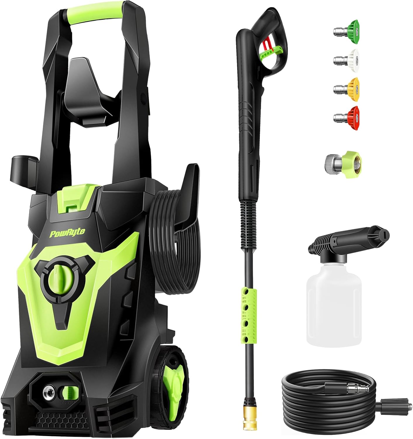 PowRyte Electric Pressure Washer, Foam Cannon, 4 Different Pressure Tips, Power Washer, 3800 PSI 2.4 GPM
