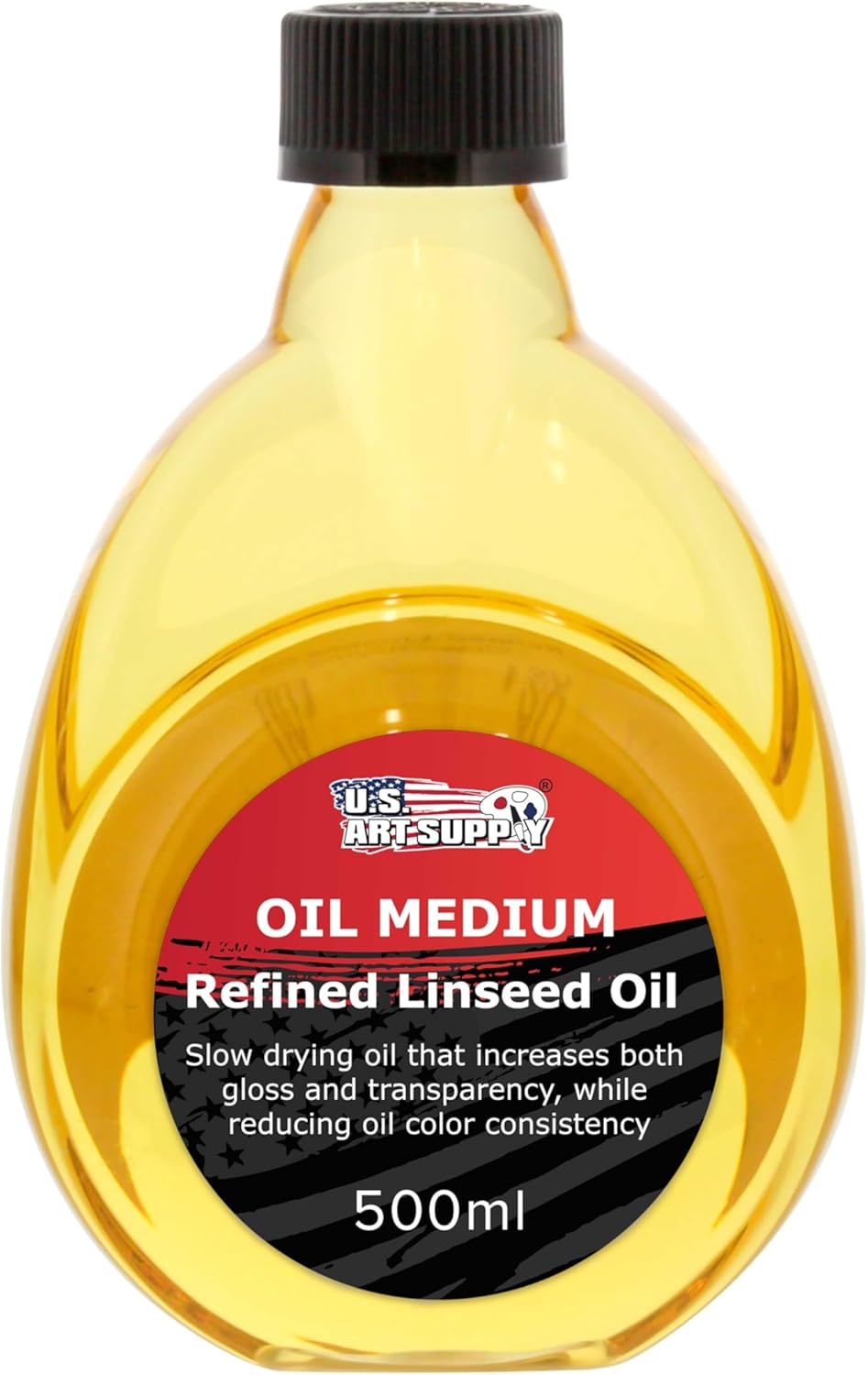 U.S. Art Supply Refined Linseed Oil, 500ml (16.9 oz) Fluid Medium - Linseed Oil for Wood, Painting Mediums & Wood Finishing