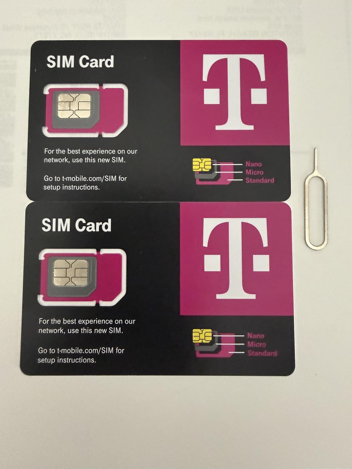 (2 Pack) Authentic Official T-Mobile SIM Card Micro/Nano/Standard GSM 5G/4G/3G LTE for Prepaid or Postpaid Unactivated Talk Text Data & Hotspot SIMBROS sim Removal Tool Included!