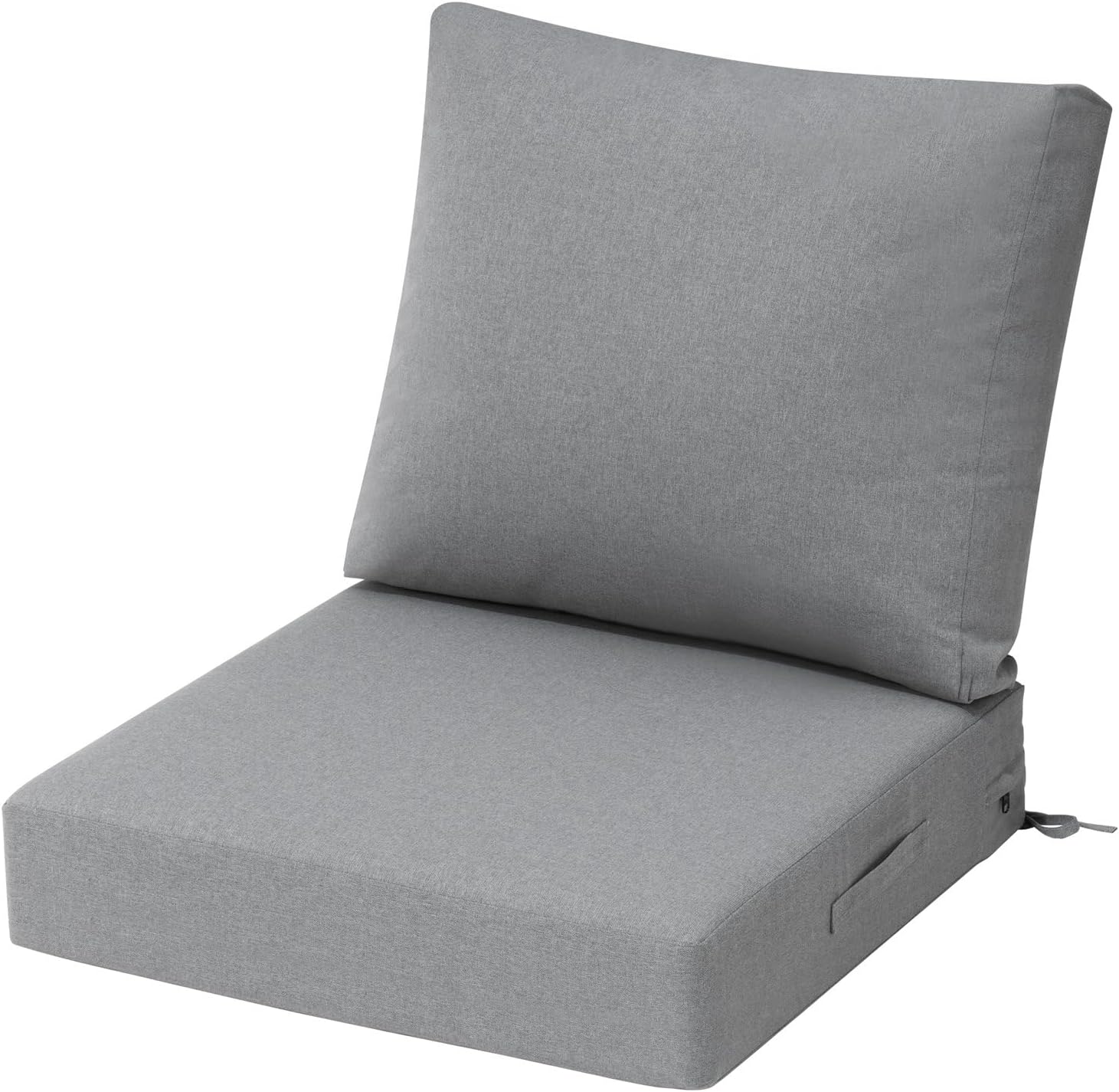 Crestlive Products Outdoor Deep Seat Cushion for Patio Furniture, 24" x 24", 4.5 Inch 30D Foam, Patio Chair Cushions with Waterproof, Fade-Resistant and Removable Covers, for Sofa, Couch, Light Grey