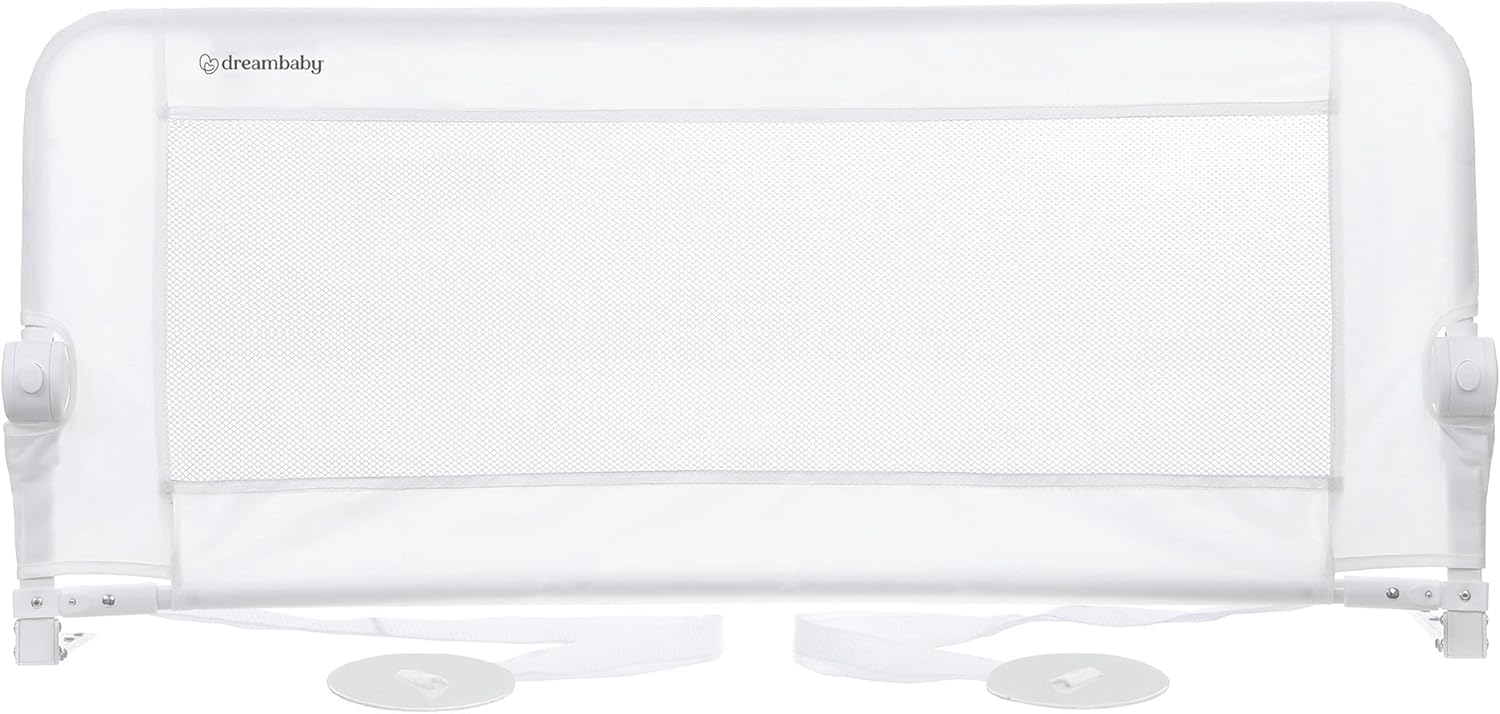 Dreambaby Maggie Toddler Bed Rail Guard - Foldable & Portable - Suitable for Recessed & Flat Bed Bases Up to Queen Size Mattress - 110cm Wide x 50cm Tall - White