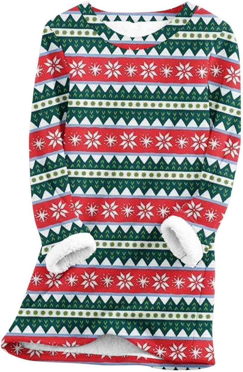 Thick Fleece Warm Sweatshirt for Women UK Autumn&Winter Warm Jumpers Ladies Vintage Thermal Argyle Print Plush Sweater Casual Velvet Solid Tops Yes I'm Still Cold Costumes