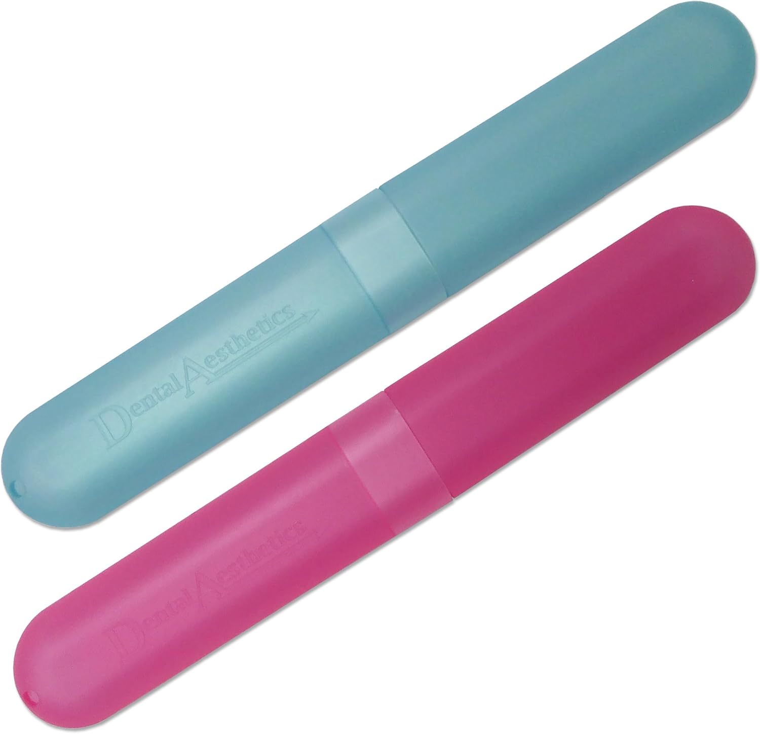 Dental Aesthetics 2 x Toothbrush Case Travel Cover ~ 1 Pink & 1 Blue