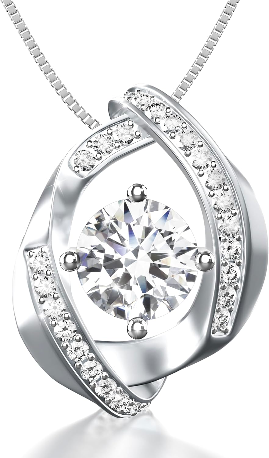 Certified Moissanite Pendant Necklace- Gift for Women- Silver Plated Necklace with Moissanite Diamond- Gift for Her, Gift for Wife Girlfriend Mother Birthday Gift