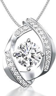 Certified Moissanite Pendant Necklace- Gift for Women- Silver Plated Necklace with Moissanite Diamond- Gift for Her, Gift for Wife Girlfriend Mother Birthday Gift