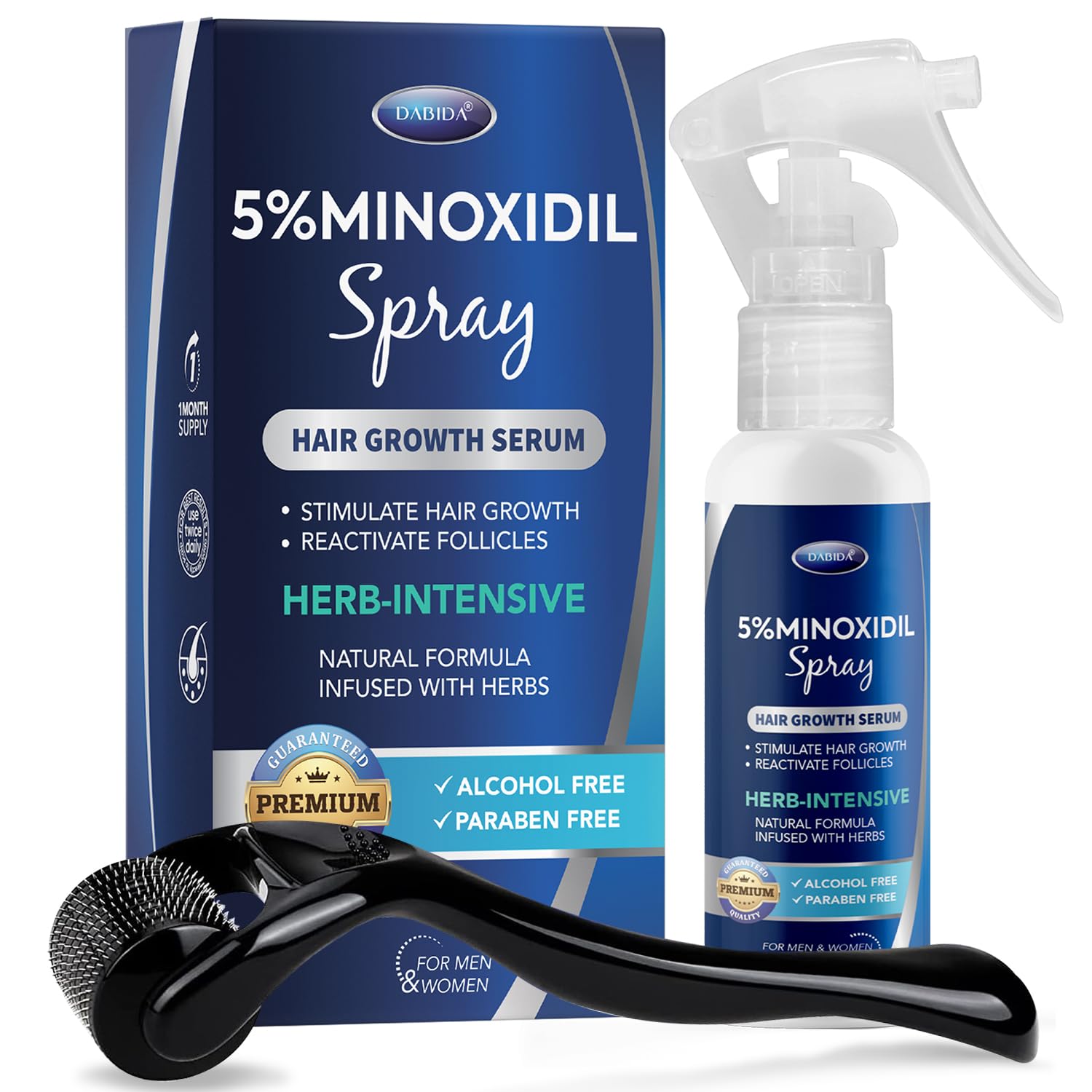 5% Minoxidil Hair Regrowth Spray : Minoxidil for Women Hair Growth Treatment Kit, Minoxidil 5 percent for Men Beard Growth Kit - 60ml