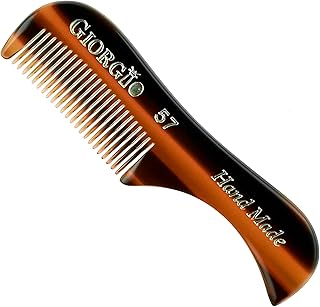 Giorgio G57 Extra Small 2.75 Inch Men's Fine Toothed Beard and Mustache Comb for Facial Hair Grooming and Styling. Wallet Pocket Comb Handmade of Quality Durable Cellulose, Saw-Cut and Hand Polished