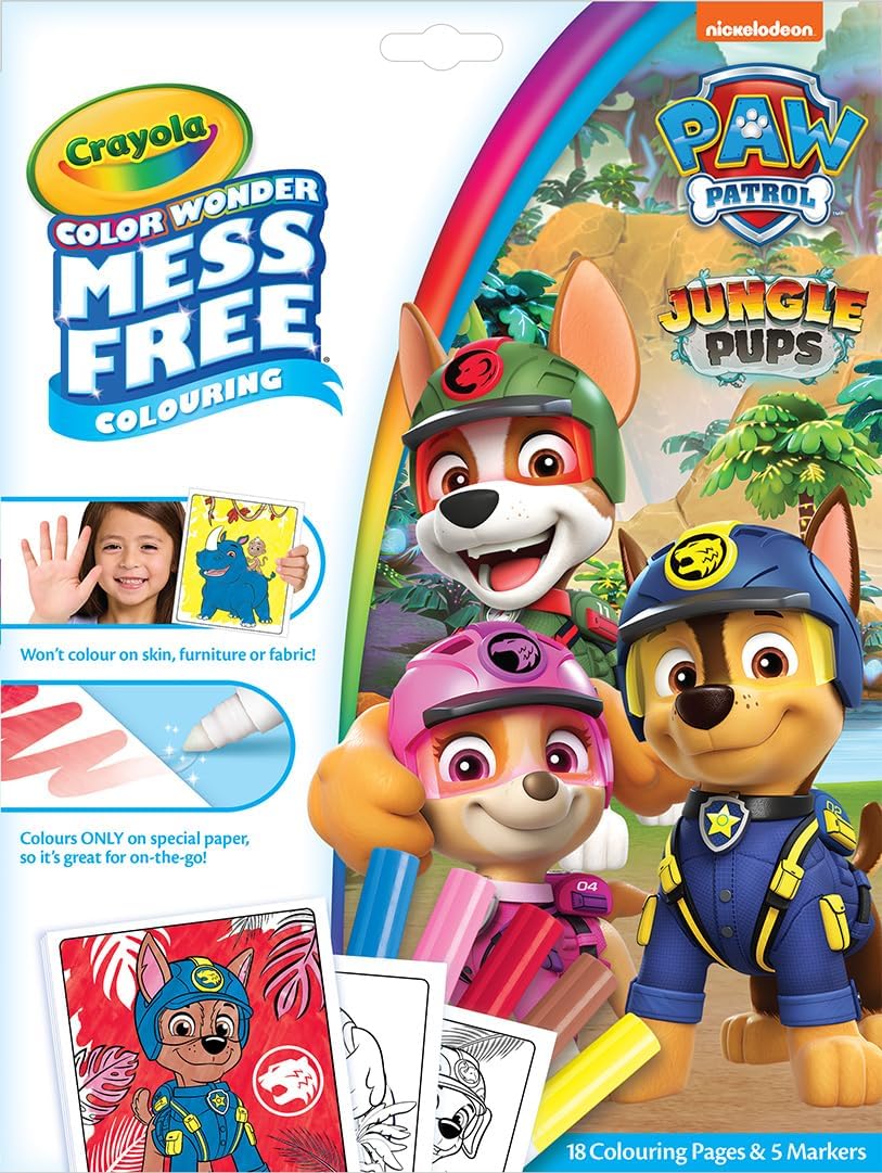 CRAYOLA Color Wonder - Paw Patrol Mess-Free Colouring Book (Includes 18 Colouring Pages and 5 Magic Color Wonder Markers)- Packaging may vary