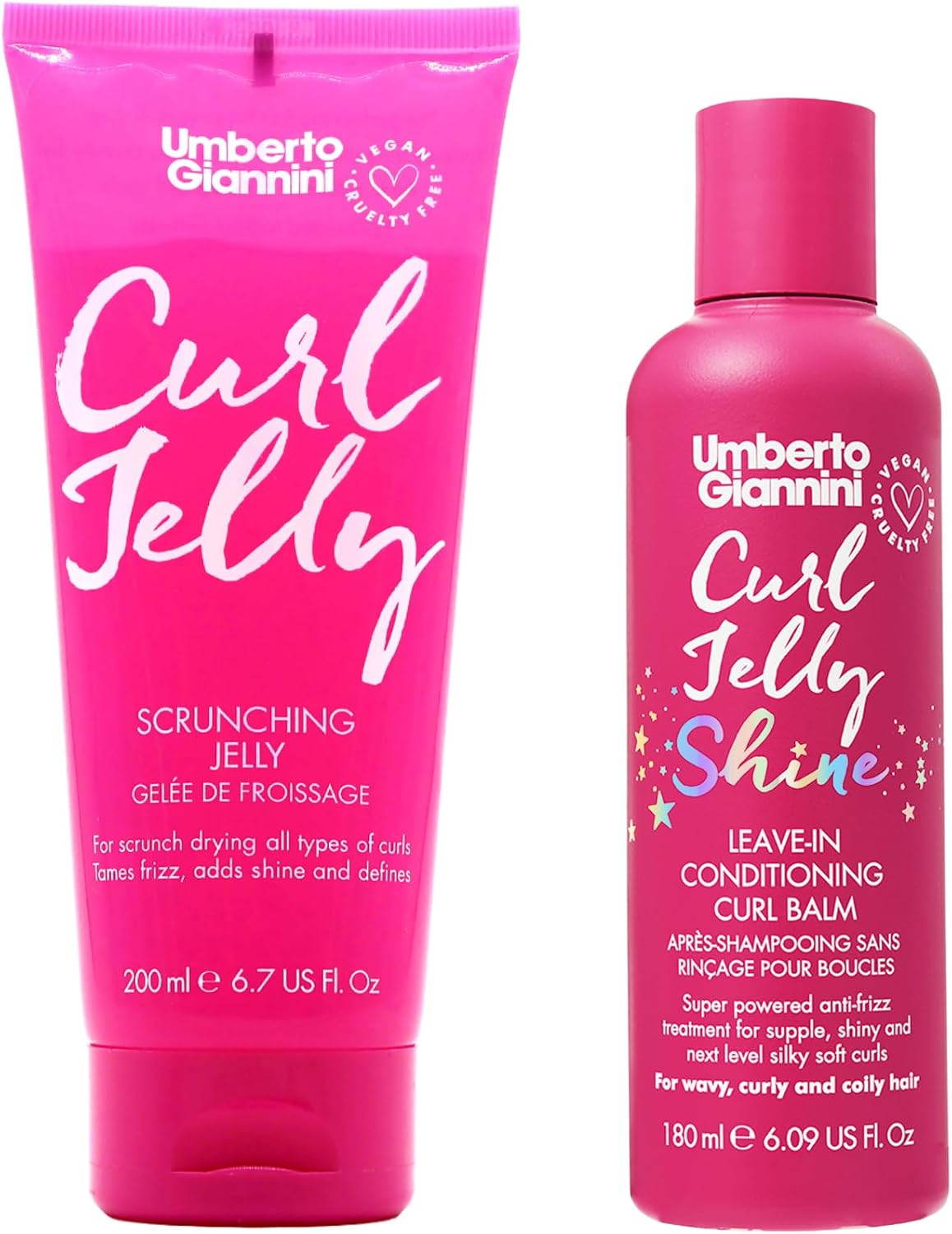 Umberto Giannini Curl Jelly Scrunching Jelly 200ml and Curl Jelly Shine Leave In Conditioner Duo 180ml Vegan & Cruelty Free