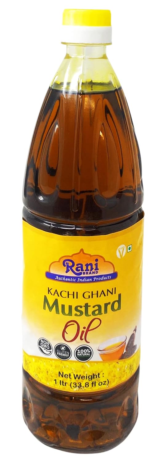 Rani Mustard Oil (Kachi Ghani) 33.8 Ounce (1 Liter) NON-GMO | Gluten Free | Vegan | 100% Natural | Kosher