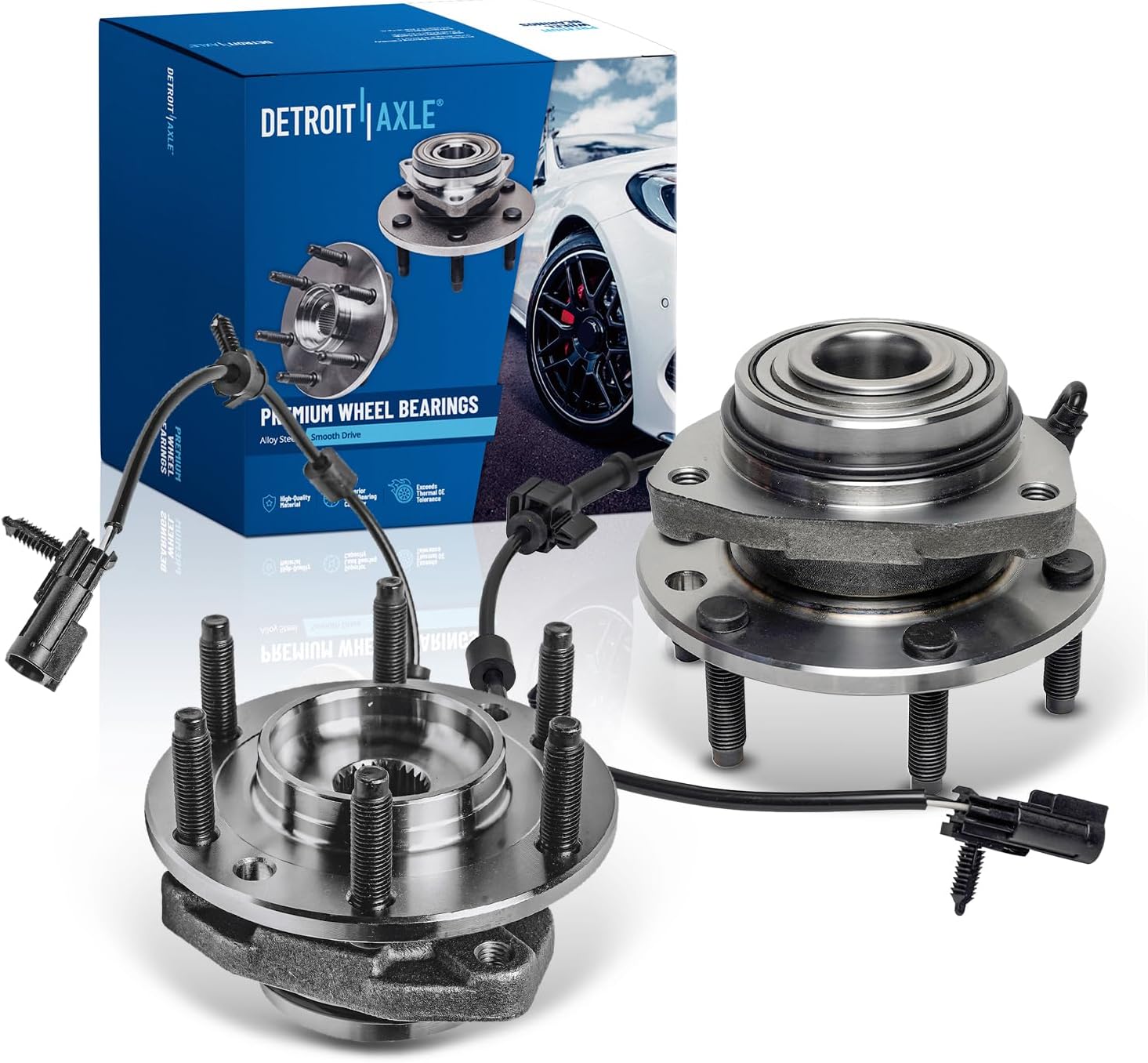 Detroit Axle - 2 Front Wheel Bearing Hubs for Chevy Trailblazer EXT GMC Envoy XL XUV Buick Rainier Saab 9-7X Isuzu Ascender Bravada [w/ABS] Wheel Bearing and Hubs Assembly Replacement