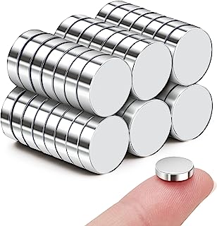 SMARTAKE 45 Pcs Refrigerator Magnets, 10x2.6mm Small Round Fridge Magnets, Multi-Use Premium Neodymium Office Magnets for Fridge, Whiteboard, Billboard in Home, Kitchen, Office and School (Silver)