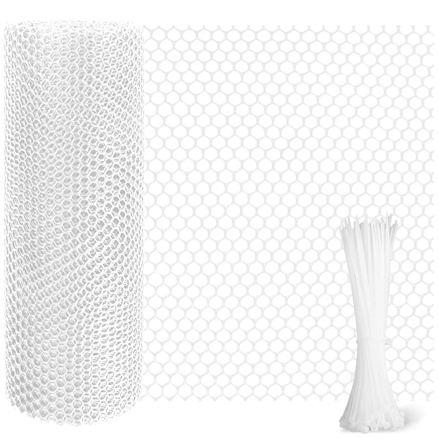 Chicken Wire Mesh Roll Plastic Mesh Fencing Chicken Wire Reusable Strong Wire Fencing Poultry Breeding Netting Garden Balcony Mesh Fencing For Home Decorate And Gardening (White, 10m)