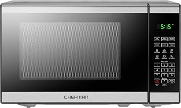 Chefman Countertop Microwave Oven 0.7 Cu. Ft. Digital Stainless Steel Microwave 700 Watts with 6 Auto Menus, 10 Power Levels, Eco Mode, Memory, Mute Function, Child Safety Lock, Easy Clean