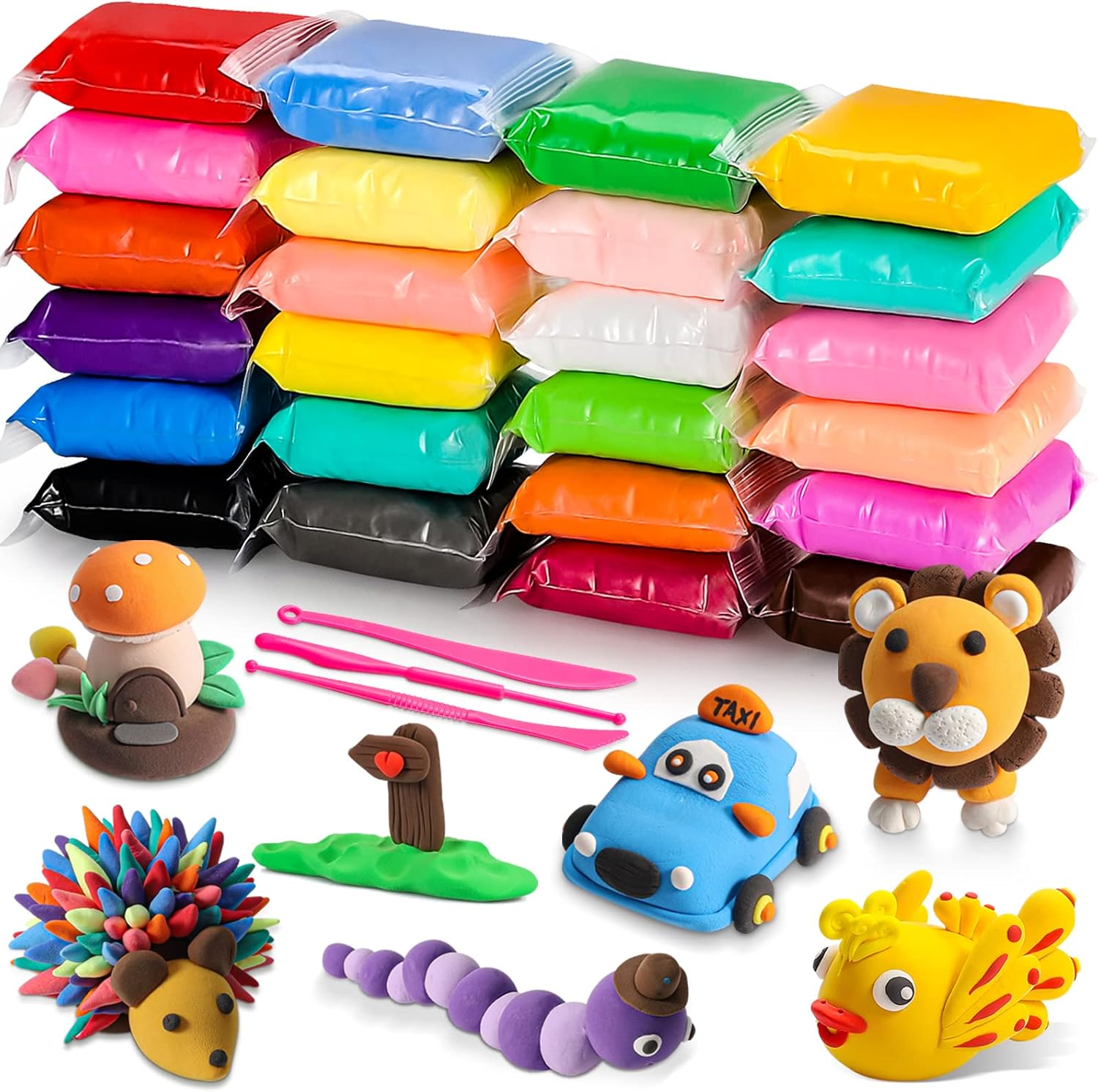 CiaraQ Modeling Clay Kit - 24 Colors Air Dry Ultra Light Clay, Safe & Non-Toxic, Great Gift for Kids.