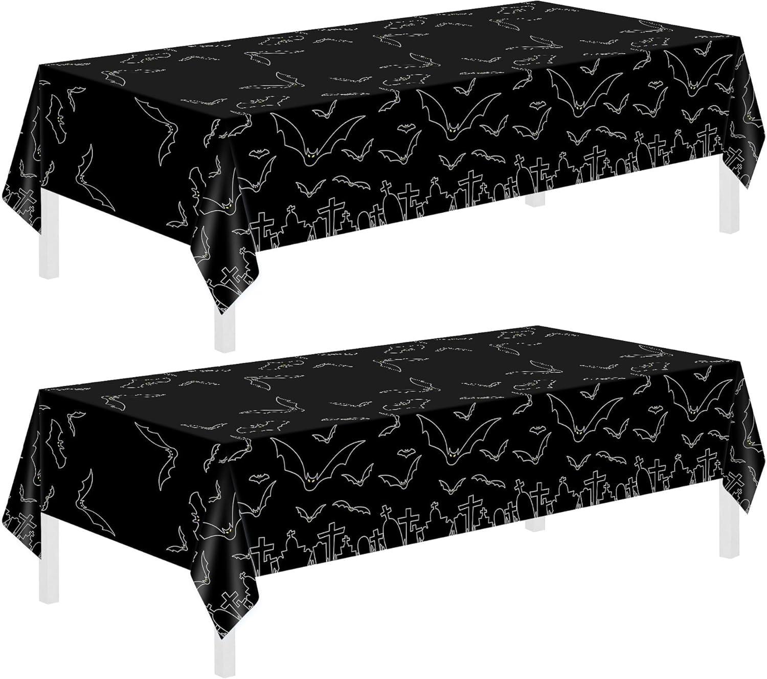 Halloween Disposable Tablecloth,2 Pack Plastic Halloween Tablecloth,Black Bat Tablecloths For Table Decorations 54x108 Inch Halloween Table Cover Rectangular,Halloween Party Decorations,Indoor Outdoor