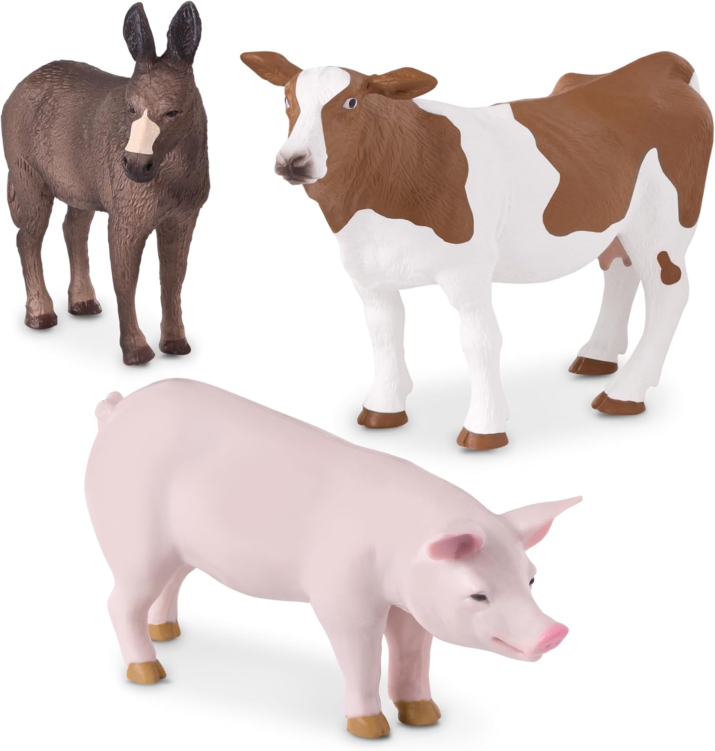 Terra by Battat – Farm Animal Figurines 3 Pieces Set – Realistic Farm Animals – Pig, Donkey, Cow – Durable Plastic Toys – Educational Playset for Toddlers and 3+ Years