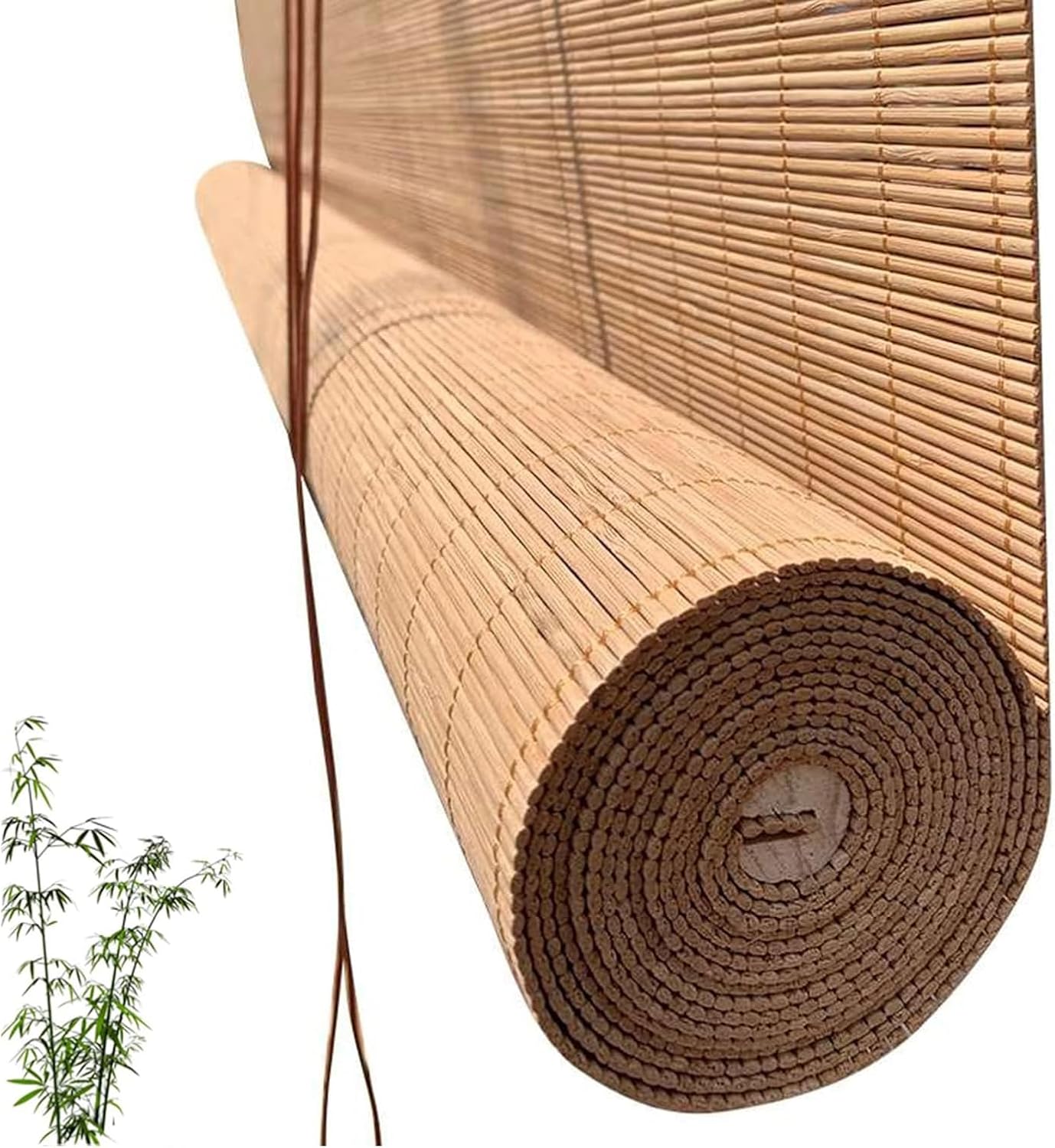 SANJIAOJIA Natural Bamboo Roller Blind,Roman Shades,Wooden Blind Bamboo Screen Divider Curtain Privacy Blind Blackout Roller Blinds,for Office Bedrooms Window Decoration,Custom (W145xH240cm(57x95in))