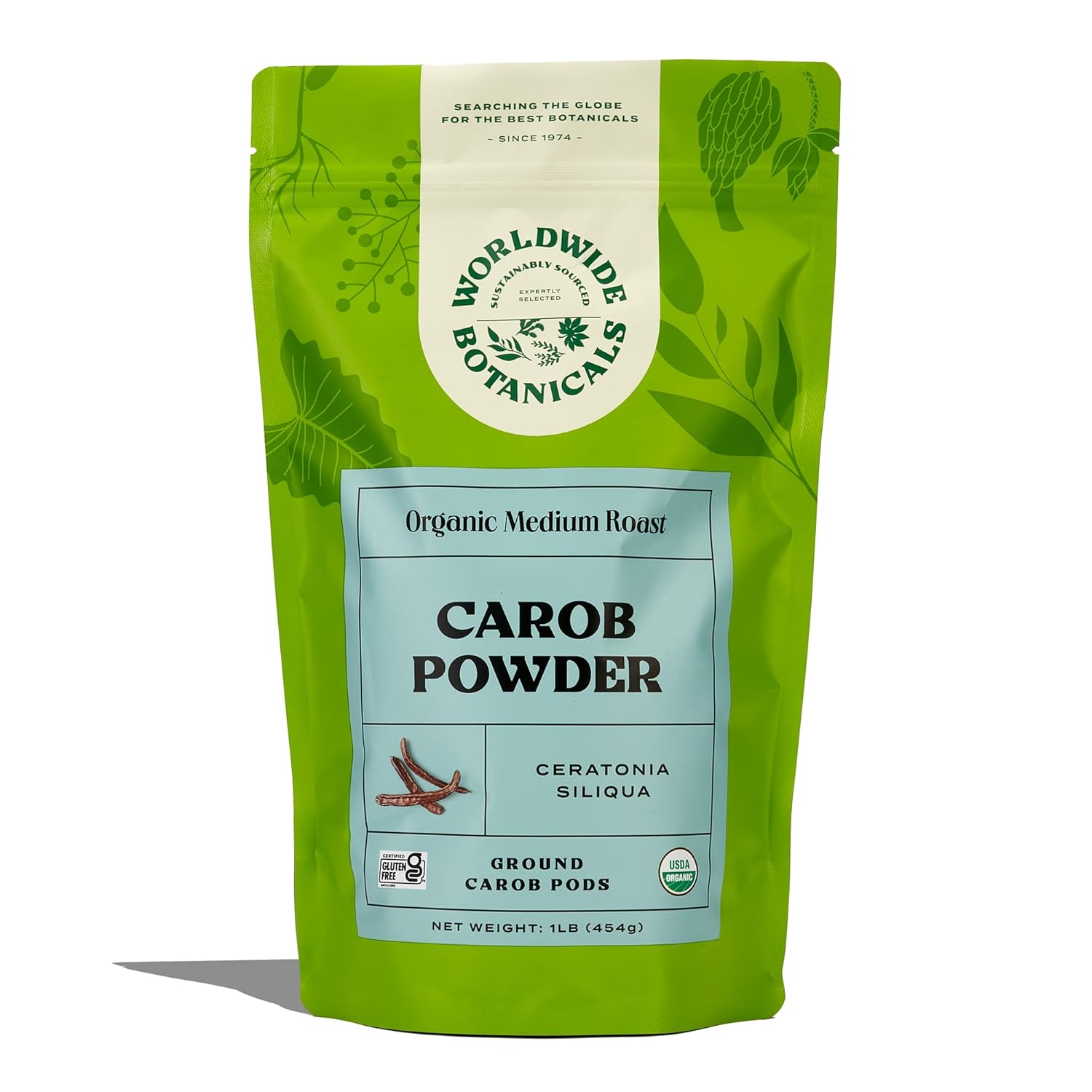 Worldwide Botanicals Organic Carob Powder, Medium Roast – 1 lb – Caffeine Free Cocoa Alternative – Low Fat Super Food with Natural Sweetness– Gluten Free, Kosher, 16 ounces