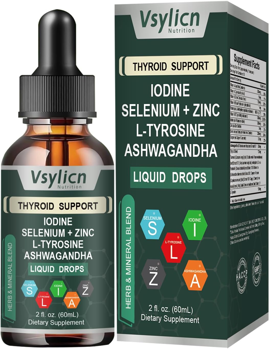 Thyroid Support Supplement for Women and Men - Energy & Focus Formula - Vegetarian & Non-GMO - Iodine, Vitamin B12 Complex, Zinc, Ashwagandha, Selenium, Copper, Coleus Forskohlii, & More - 60ml