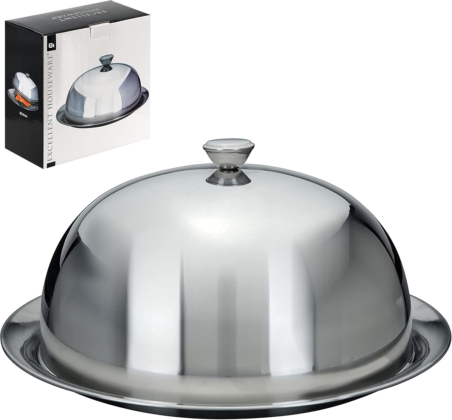 GEEZY Stainless Steel Dome Food Cover with Plate Restaurant Home Cloche Serving Dish