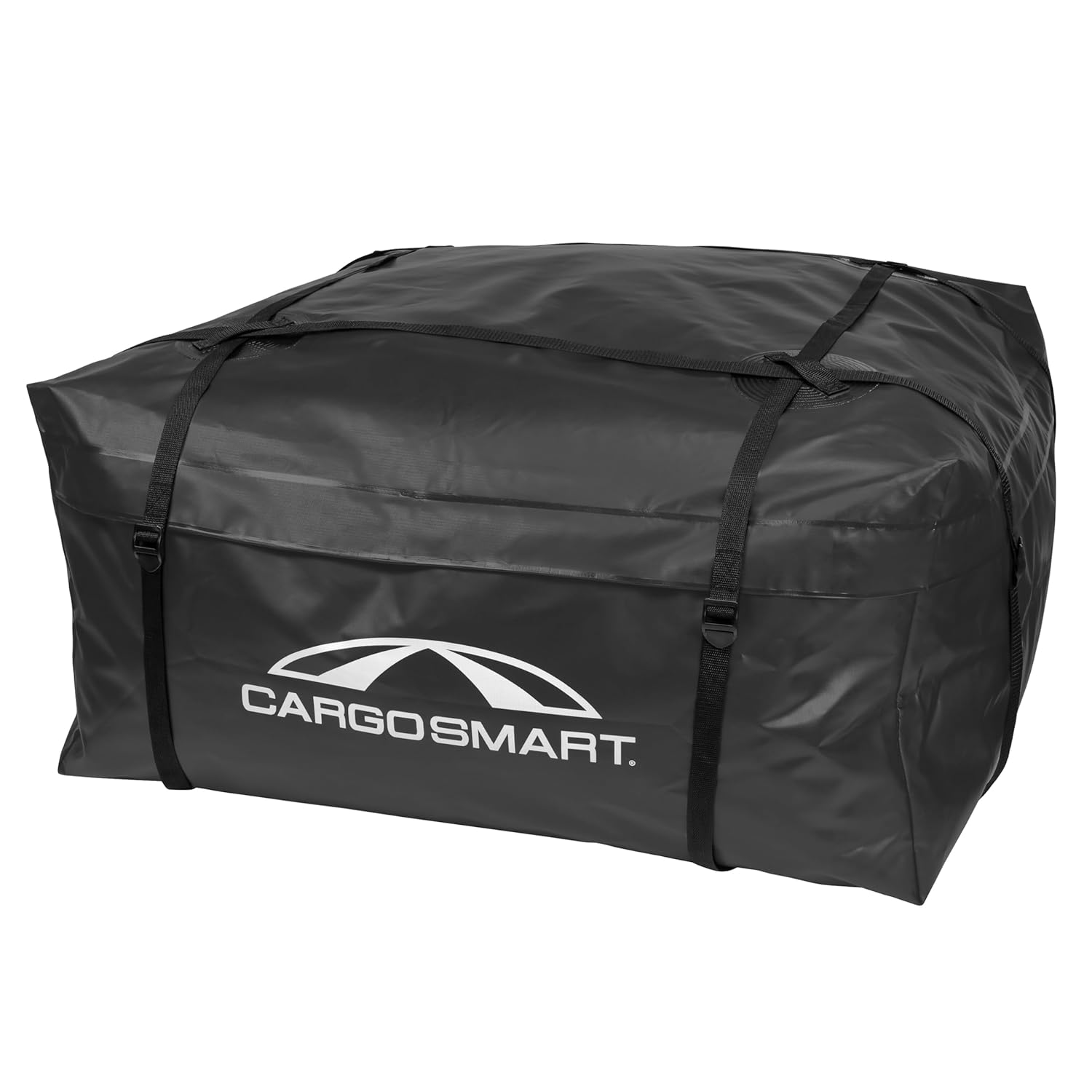 CARGOSMART CargoSmart Soft Sided Car Top Cargo Bag, 38”x38”x18” – Adds up to 15 Cubic Feet of Storage – Easily Mounts to Vehicle’s Roof Rack or Roof Top Basket – Heavy-Duty Vinyl, Black