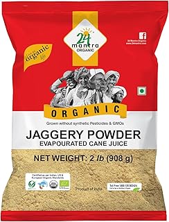 24 Mantra Organic Unbleached Jaggery Powder 2 Pound, Healthy Sugar Substitute, Unrefined & Unadulterated | Grown Without Pesticides & Fertilizers