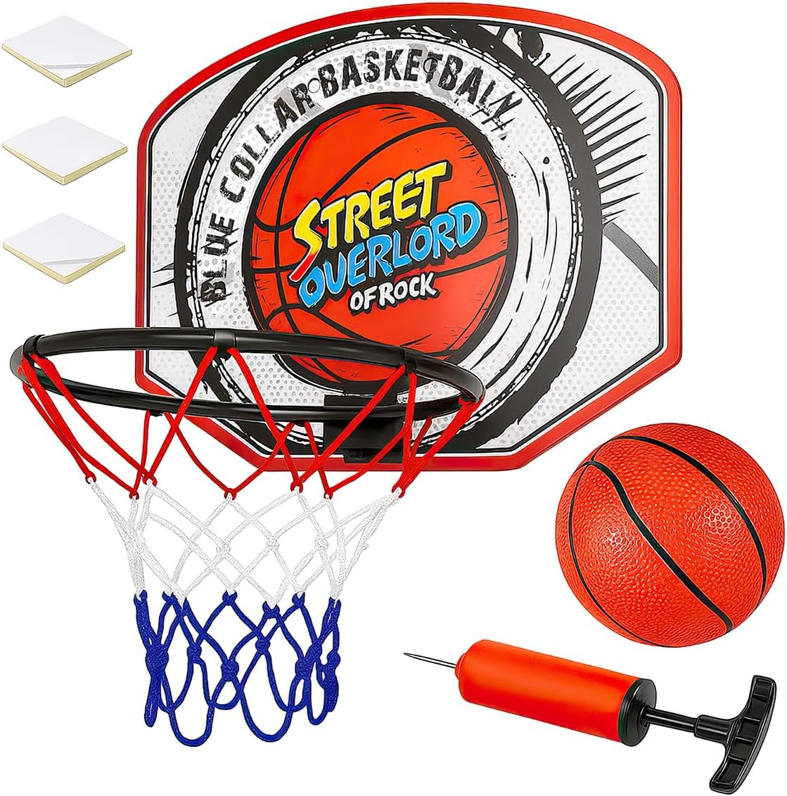 kidoloopKids Basketball Hoop Set with Hard PVC Backboard, Hanger Hook Indoor Outdoor Basketball Set with Net Ball Portable Sport Toys for Kids Basketball Setwith Ball Pump Toy Set