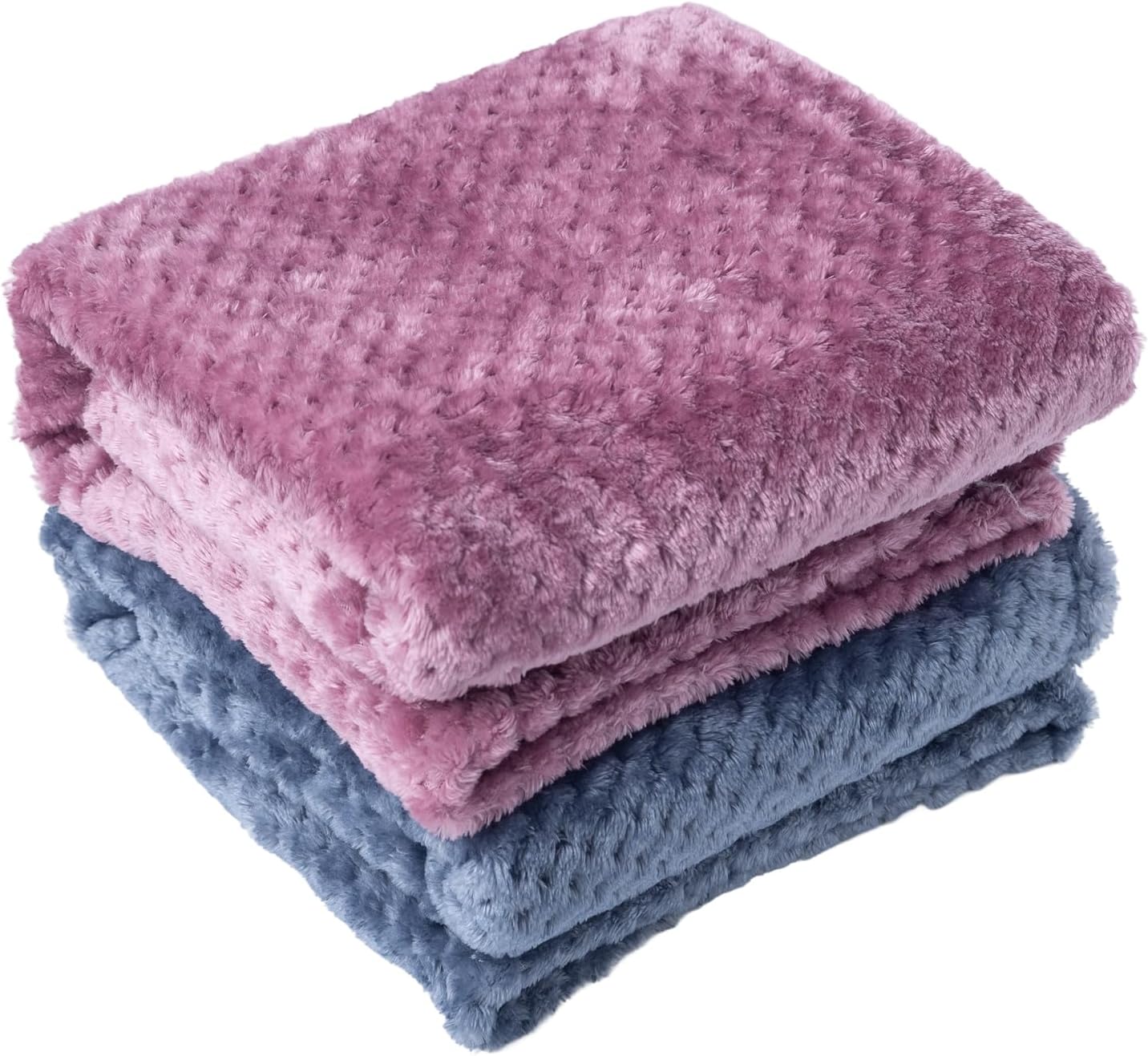SLSON 2 Pack Pet Blankets for Puppies, Washable Dog Blankets for Small Dogs Pet Throw Blanke for Bed Covers, Couch, Sofa, Crate, Warm Soft Cat Blankets for Indoor Cats (Purple and Dark Blue)