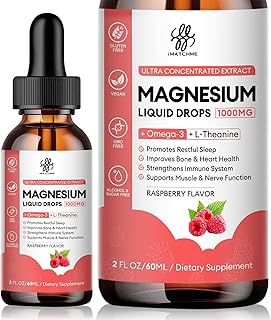 Calm Magnesium Liquid Drop, 1000mg of Magnesium Glycinate, Citrate, Oxide & Taurate for Bone, Heart, Muscle, Immune, Energy, Sleep & Digestion, High Absorption, Sugar-Free, Raspberry Flavor,2 Fl Oz