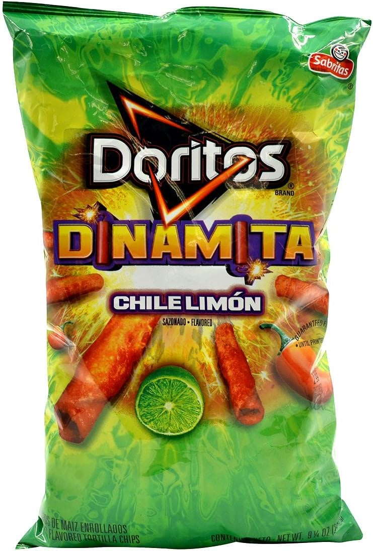 Doritos, Dinamita, Chile Limon Rolled Tortilla Chips, 9.75oz Bag (Pack of 4) by Frito Lay