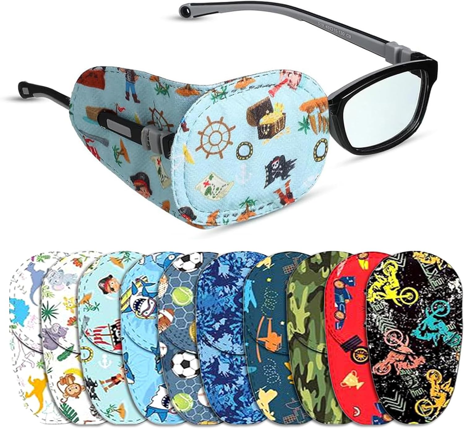 Eye Patches for Kids,10 pcs Eye Patch for Glasses Over The Lens, Light Blocking Breathable Soft Cartoon Eye Patch, Non Woven Kids Patches Covers, for Treating Lazy Amblyopia Strabismus After Surgery