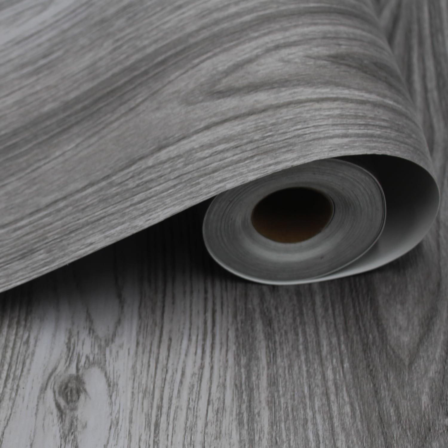Peel and Stick Floor Tile - 11.8" X 118" Grey Vinyl Flooring Roll, Wood Grain Textured with Waterproof, Slip-Resistant - for Bathroom, Rv