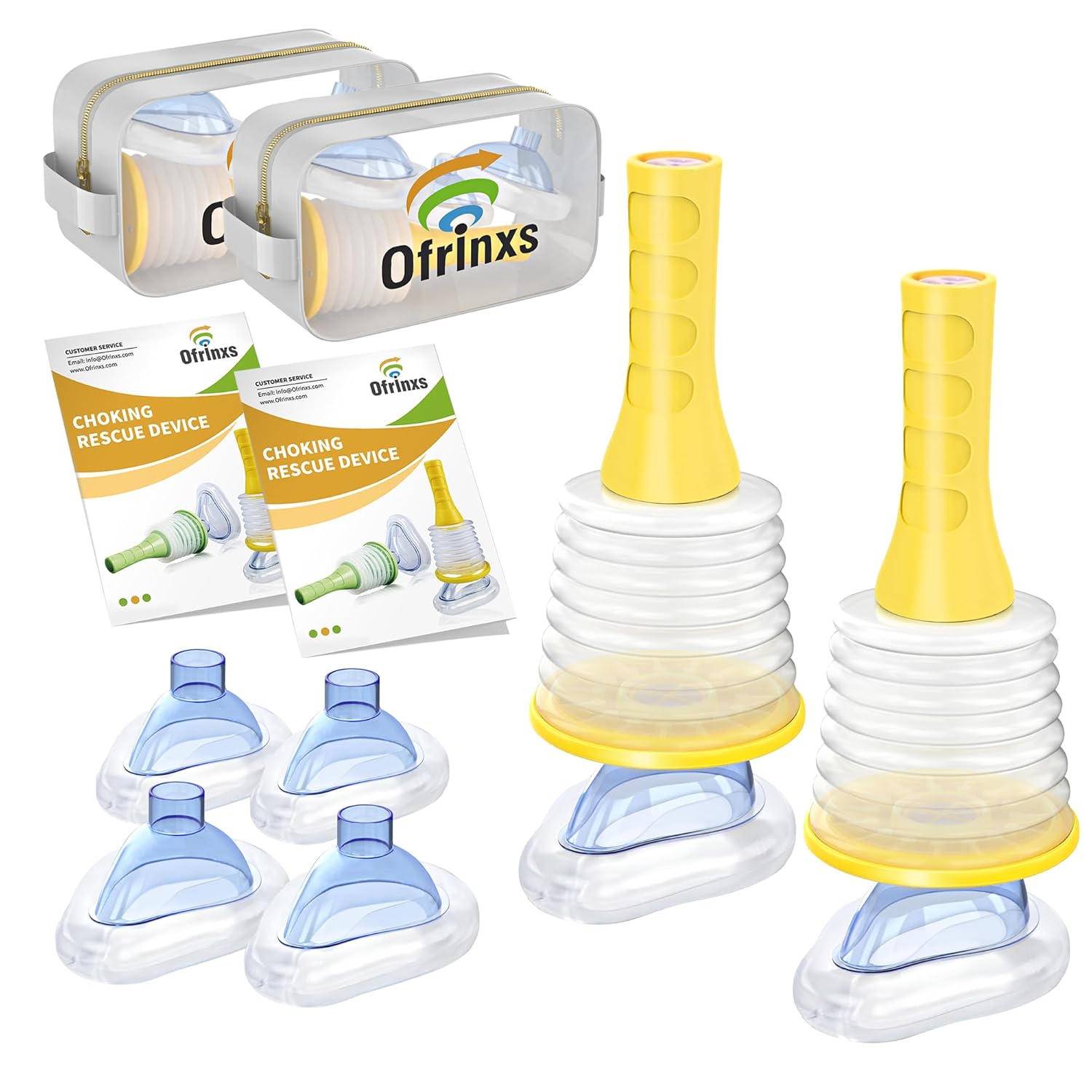 Choking Rescue Device 2 Sets - Home Kit & Travel Kit Combo, FSA/HSA Eligible Portable Airway Suction Device for Kids, Children & Adults