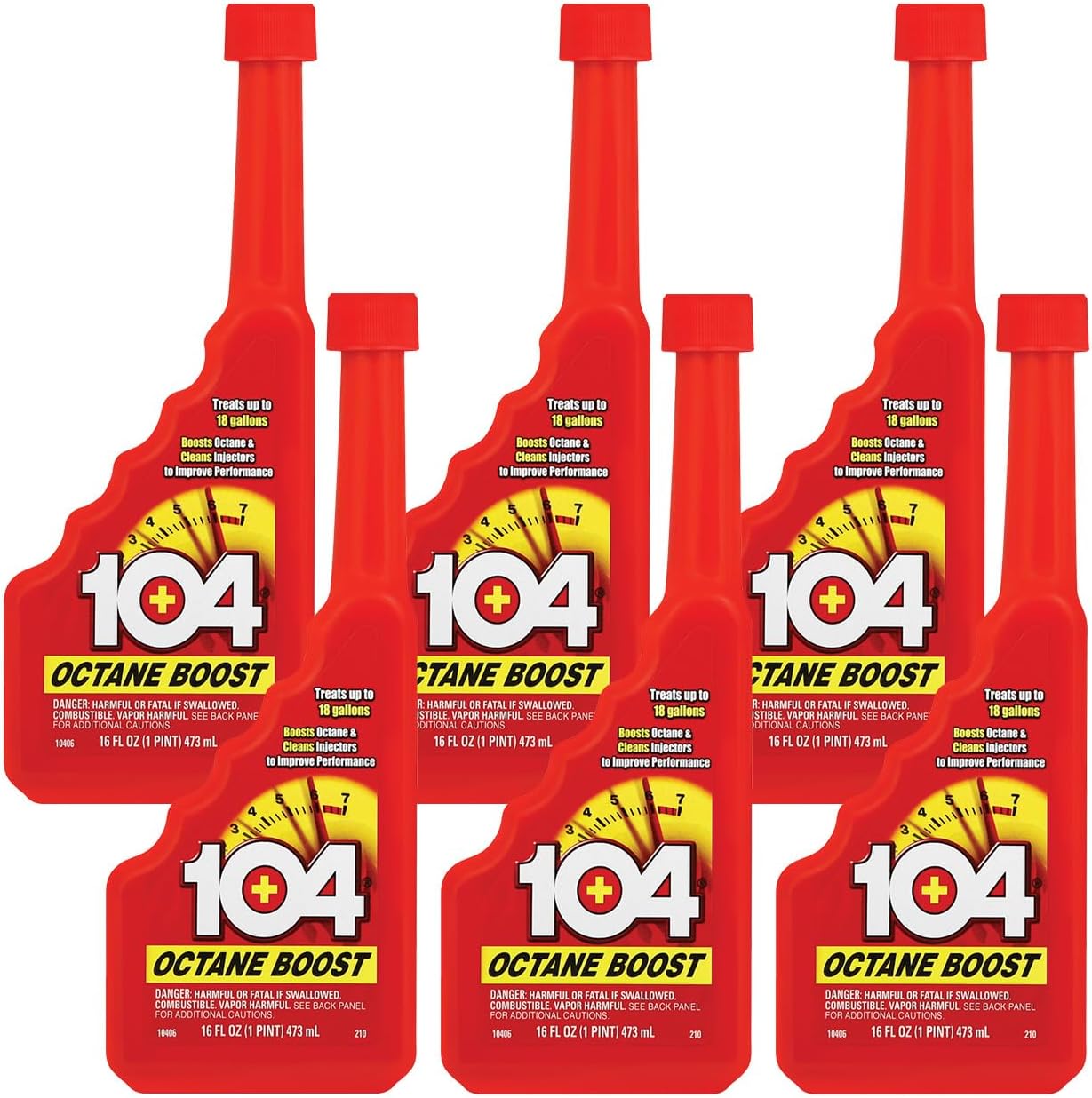 104+ Performance(10406-6PK) Octane Boost - Boosts Octane And Cleans injectors To Improve Engine Performance - Improve Gas Mileage - 1 Bottle Treats Up To 18 Gallons, 16 fl. oz. 6 Pack