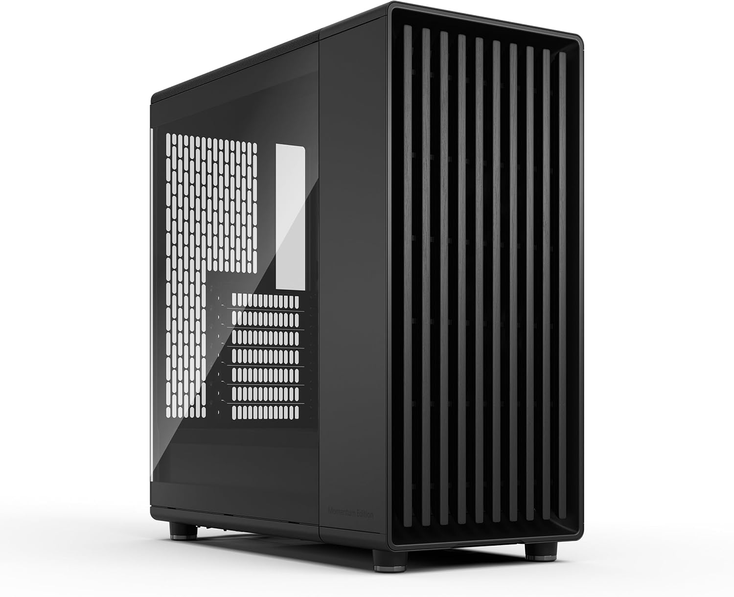 Fractal Design North Momentum Black - Glass Side Panel - Genuine Blackened Oak Wood Front - High Airflow PC Gaming Case - Three Powerful 120mm Momentum Fans Included - ATX Support