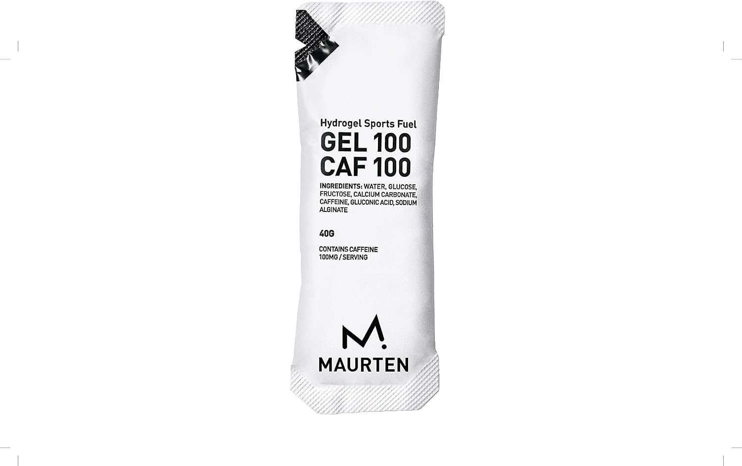 MAURTEN Gel 100 CAF100 Energy Gel - 12-Pack of 40g - 25g Carbohydrates & 100mg caffein per serving - Stomach-Friendly patented Hydrogel Technology for endurance sports- Free of Color or preservatives