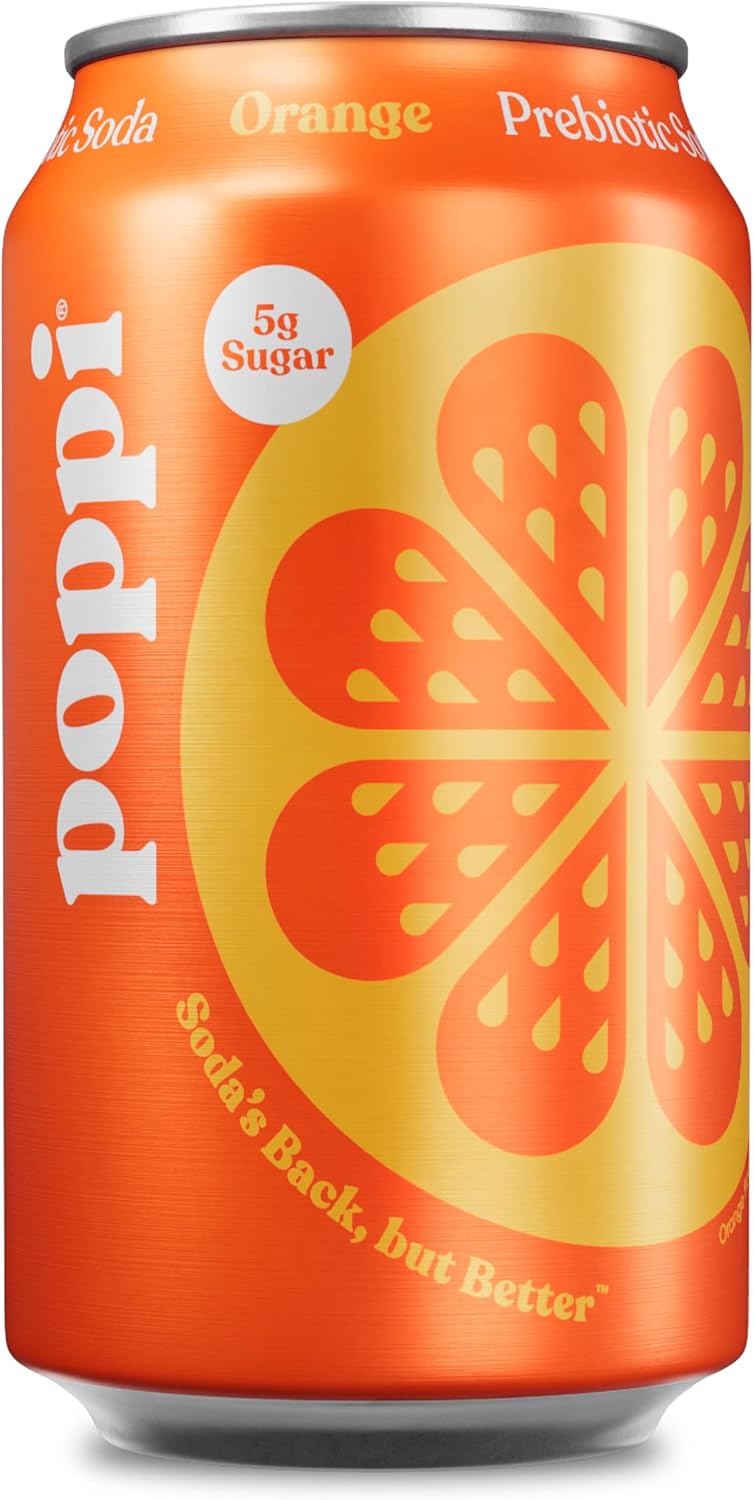 Poppi Sparkling Prebiotic Soda Beverage with Apple Cider Vinegar, Seltzer Water and Fruit Juice, Orange Flavor, 12 Fl Oz, 1 Count, Packaging May Vary
