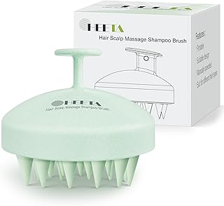 HEETA Scalp Scrubber Shampoo Brush, Scalp Care Massager Tool for Hair Growth, with Soft Silicone Bristles for Dandruff Removal Wet Dry Hair Women Men Kids Pets, Fit All Hair Types, Green
