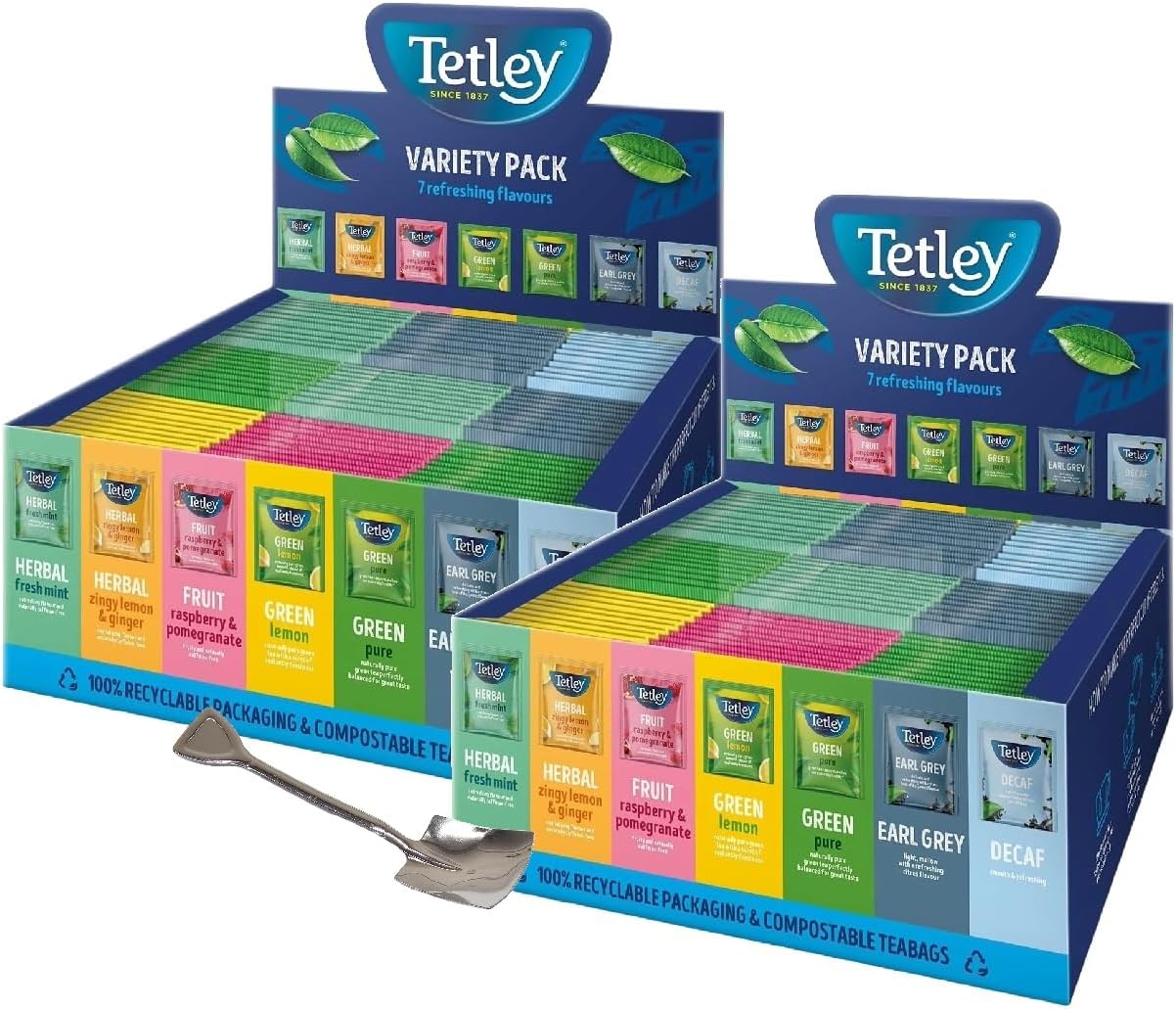 2x90 Specialty Variety Pack String & Tag Tea Envelopes in Display Box (180 tea bags) vs Gift Spoon Included