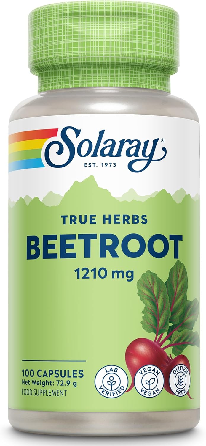 Solaray - Beetroot - 100 Vegan Capsules - Rich in Vitamins & Minerals - Natural Nitric Oxide Booster - Highly Bioavailable Superfood Beet Root Supplement - Non GMO & Lab Verified
